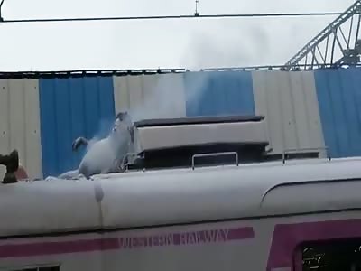 Aftermath 2. Man Burning on Top of the Train After Getting Electrocuted