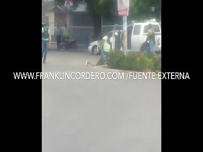 Close-Up. Police Executes Two Thugs in the Street