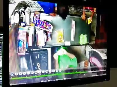 Blood Squirt After Shopkeeper Killed by Point Blank Shot to the Head 