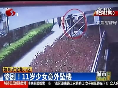 Girl Falls to Death From Apartment Building (Action@ :33)