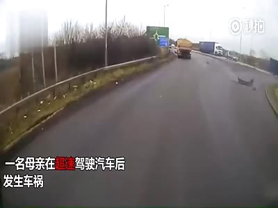 Car Hits Stone Pier, Flies Through the Air and Crashes Killing Mother and Daughter