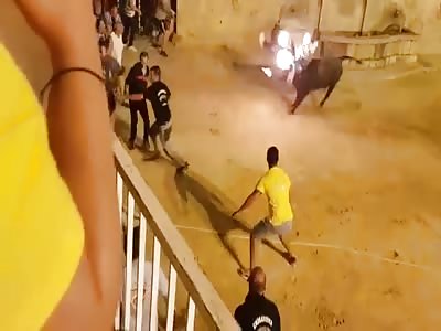 Man Thrown into the Air like Rag Doll During Bullfight