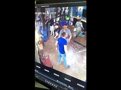 Savage Café Brawl—Men Knocking Out Women & Men