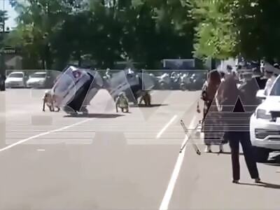 Russian Coperfield Crushes Human Prop at Police Show (More Camera Angles)