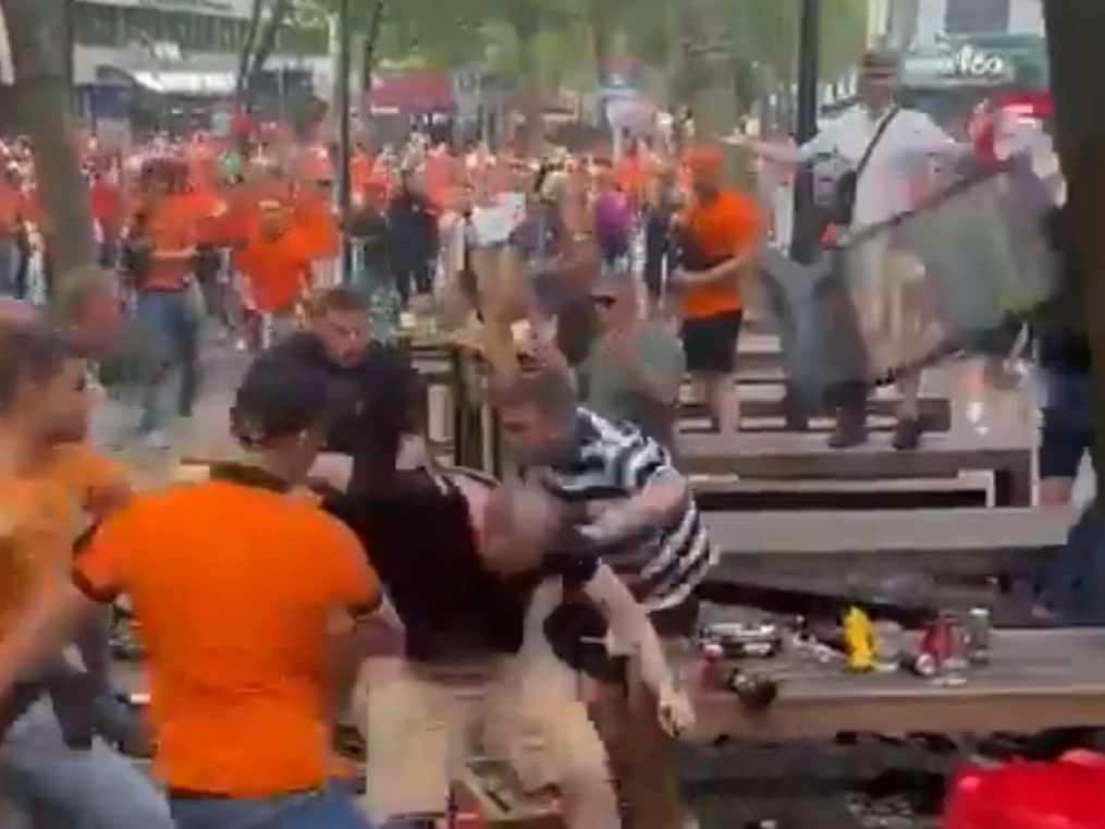 Fight Between England Fans And Netherlands Supporters