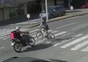 Girl on bike crossing street crashed hard by speeding car 