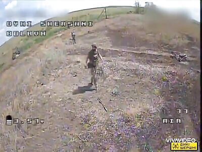 COMRADE RUNNING FROM DRONE 