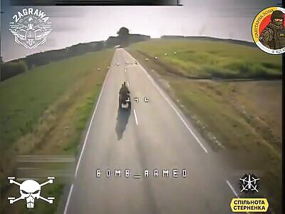 FPV Drone Chasing Couple Of Russian Quad Bikers In Kursk Region