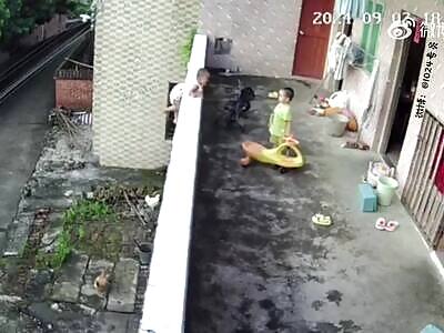 Unsupervised Child Falls From Balcony With Help From Sibling