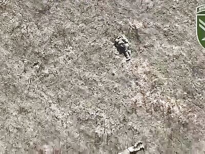 Drone Drops Grenade On Russian And Flames Explode From His Backside