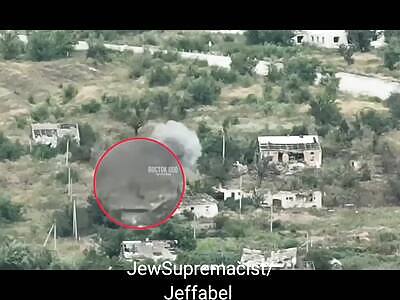 Ukrainian man blown away after direct artillery hit.