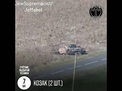 Huge Ukrainian convoy destroyed on main Kursk highway (45 vehicles). 