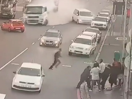 cement truck lost control, colliding with approximately 17 vehicles