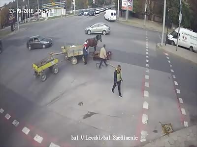 Gypsy cart hitting a car