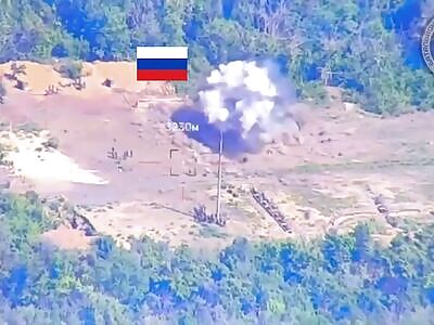 U.S. HIMARS destroying Russian soldiers while they were training.