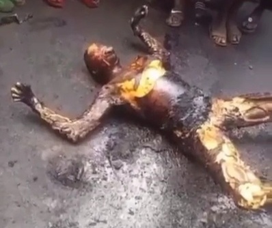 Nigerian man burned to the crisp after the gaz explosion 
