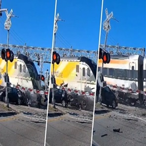 North Miami Beach Brightline Train Hits Car on Tracks.