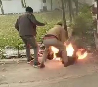 Indian Man Sets Himself on Fire in Front of Police Station