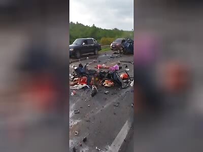 brains and guts scattered on the floor