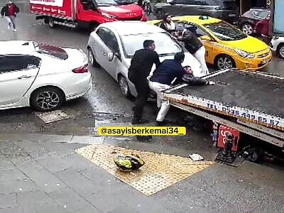 Angry Female Driver Runs over Delivery Man
