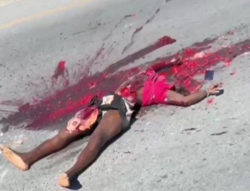 Pedestrian horrifically crashed under big truck 