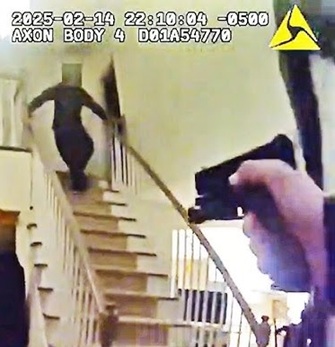 Wayne Police Officer Fires on Armed Man Charging Down Stairs with Two Swords