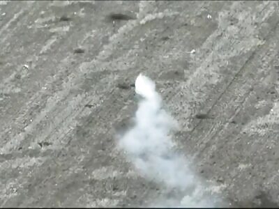 Burning Russian soldier walked on an open field.