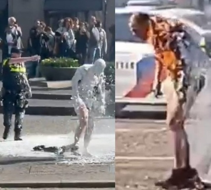 Amsterdam Dam Square Fire Horror as Car Explodes and Man Crawls Out Covered in Flames