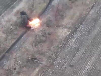 2 Russian soldiers on a motorbike hit a mine.