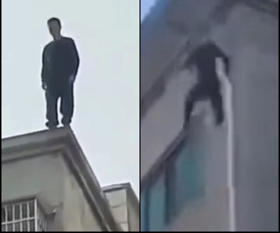 Depressed Man Commits Suicide by jumping from Building Rooftop 
