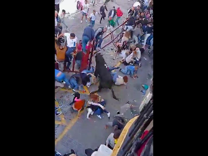 Savage Bull Bends Up Metal Fence & Gores Spectators