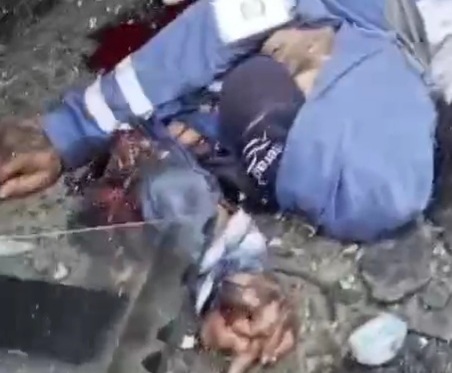 Motorcyclist horrifically crashed between bus and truck 