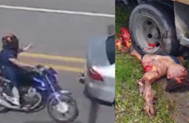 Biker Showing Middle Finger To Driver Crushed By Truck 