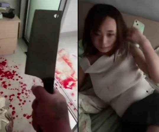 Chick Attacked by Ex-boyfriend using Meat Cleaver 