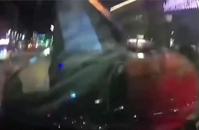 Pedestrian crashed by speeding car 