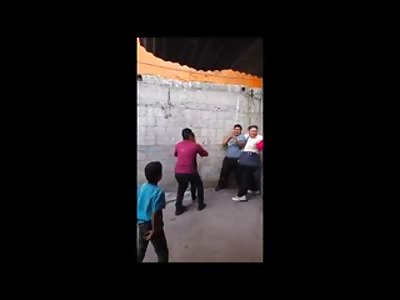 Fat Macho Mexican beats his cheating wife in Front of his Children 