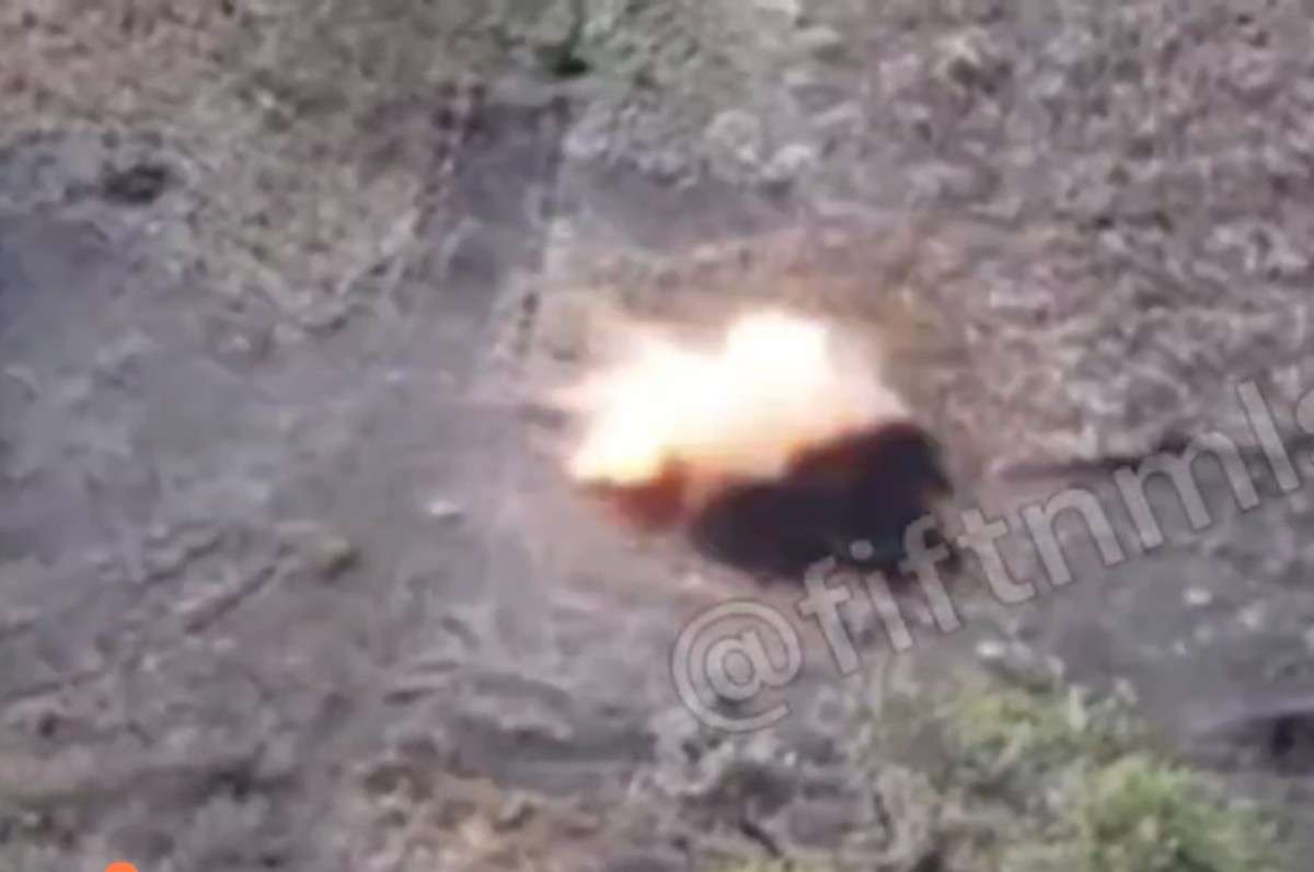 Wounded Ukrainian walks through a minefield.