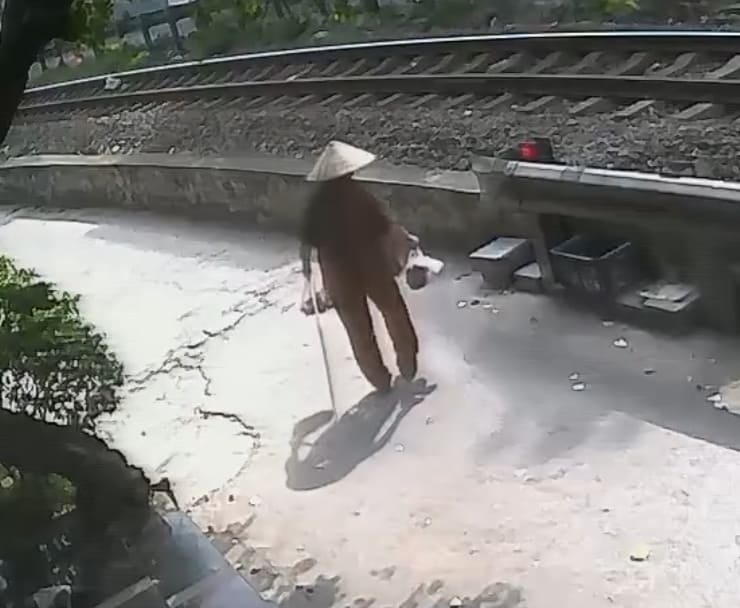 An Elderly Man With A Cane & Train Tracks... What Could Go Wrong?