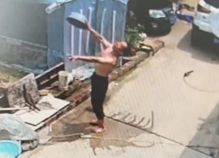 Old Chinese Man Electrocuted.