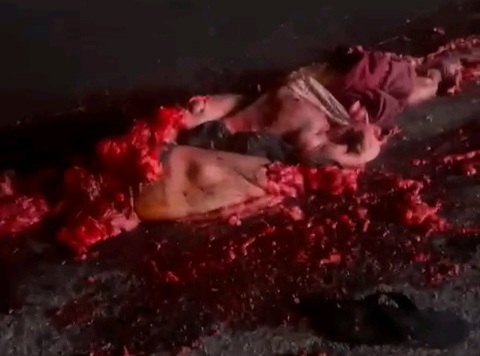 This is what remains from a pedestrian crashed by heavy truck 