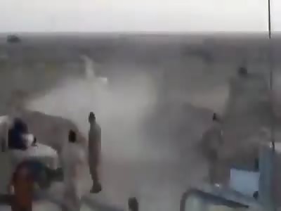 The car is blown into the air and explodes