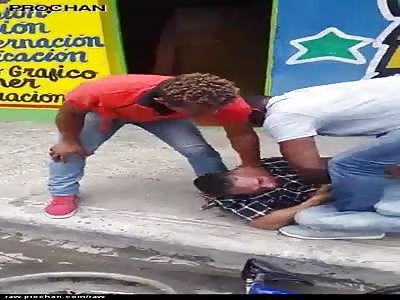 Rapist gets a beating on the street. 