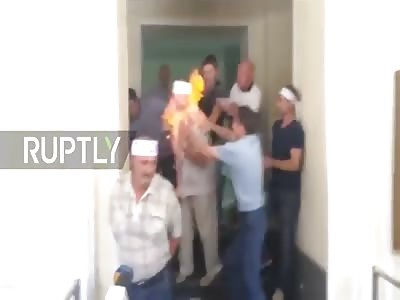 Ukrainian miner on hunger strike attempts self-immolation