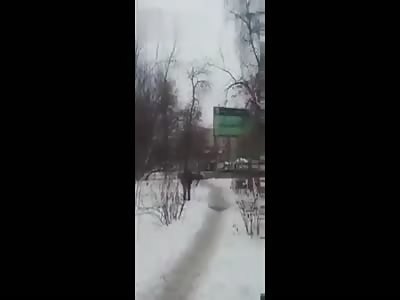 Old Woman Hit by Falling Lamppost