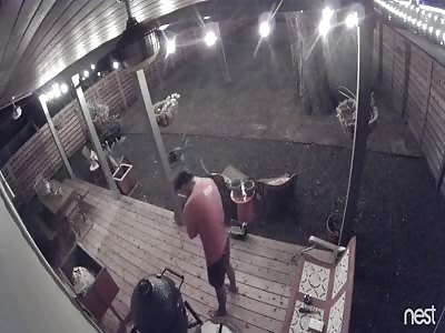 Guy Opens Grill and is Surprised by Explosion of Fire  