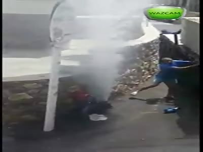 shocking truck almost crash man