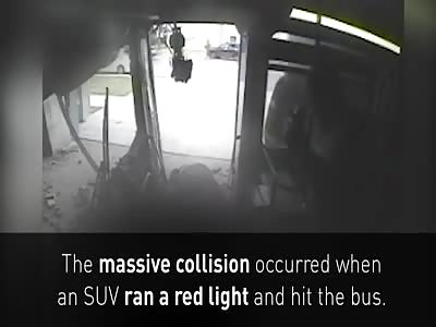 Passengers flung from seats in dramatic bus crash