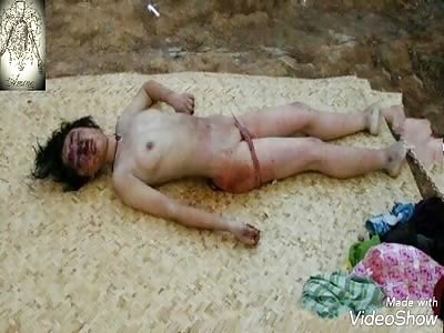 Dead Naked Female, Guts Popped Out Her Ass 