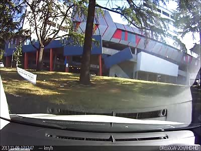 Out of Control Driver Runs Over Another Car