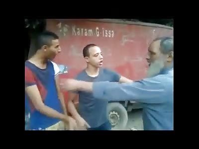 old man get his beard burned